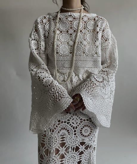 【RE;CIRCLE】 RE Crochet Lace Shirt Tops / 220427-011