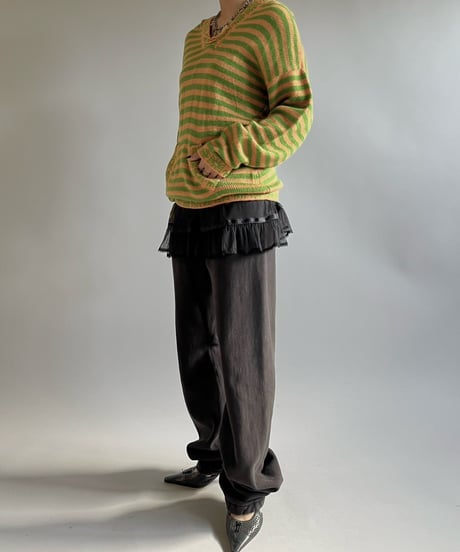 【USED】 ALPACA 100% Stripe knit Top /250111-007