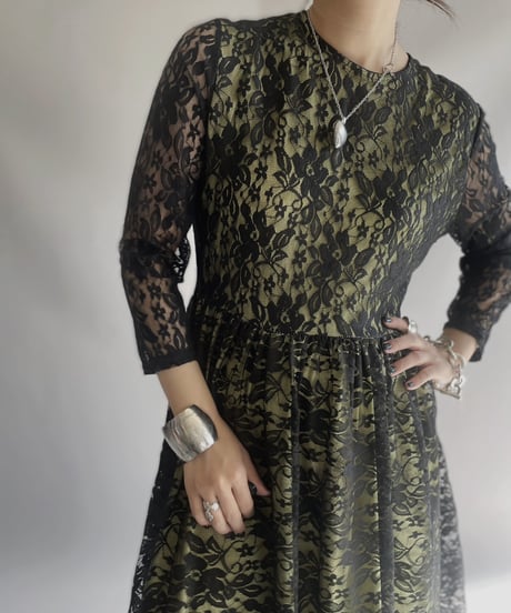 【USED】 Lace Sheer Long One-Piece/ 2301125-028