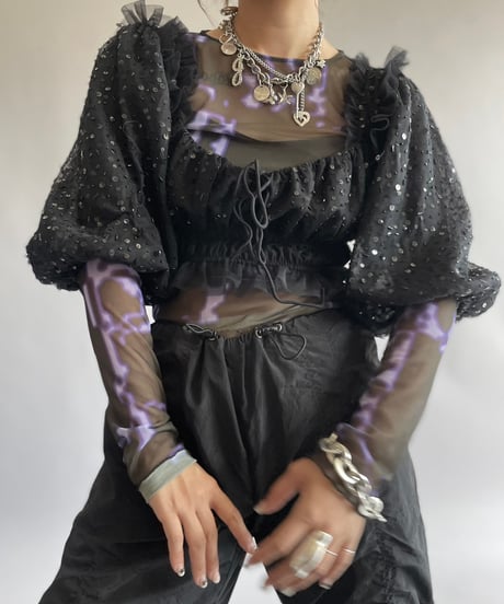 【USED】 SERAPIS Patterned Sheer Top /240914-036