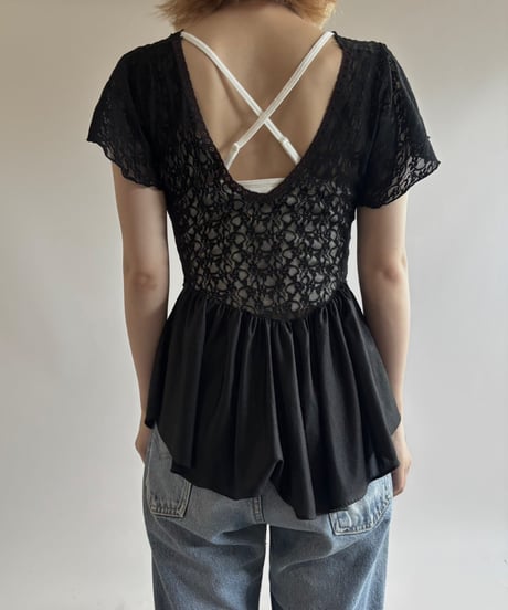 【USED】 Lace pattern design tops /250816-012