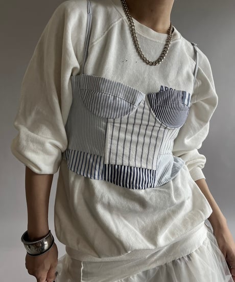 【RE;CIRCLE】 Re Corset Patchwork Stripe Shirt  /  240926-009