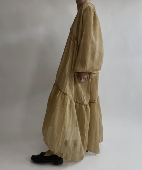 【RE;CIRCLE】 RE Sheer Mustard Yellow Gown / 220721-004