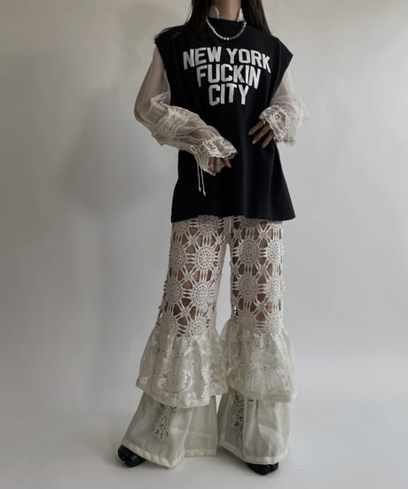 【RE;CIRCLE】 RE Crochet Lace Tiered Pants / 220427-044