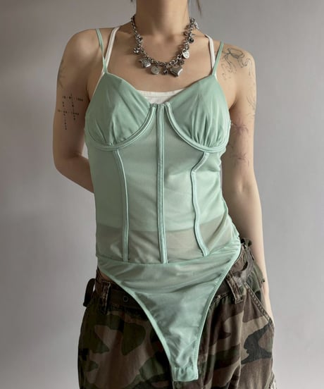 【USED】 Sheer Camisole Leotard Top / 260328-004