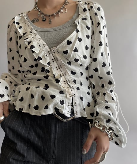 【USED】 Heart Patterned Design Top /241006-020