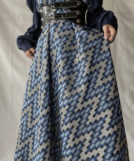 【USED】 Shiny Poly Long Skirt/210921-024