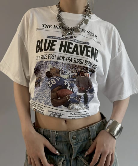 【USED】 07's GILDAN American Football Newspaper T-Shirt / 260607-015