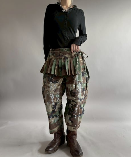 【USED】 Military Camouflage Cut Off Paint Pants /260226-003