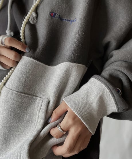 【USED】   Champion Reverse Weave Patch Work Hoodie/211007-031