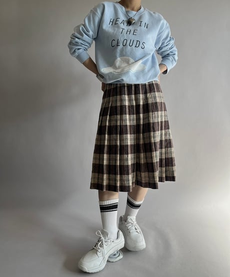 【USED】 Check Patterned Pleats Wool Skirt / 241019-033