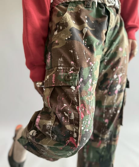 【USED】 Military Camouflage Cut Off Paint Pants / 251002-003