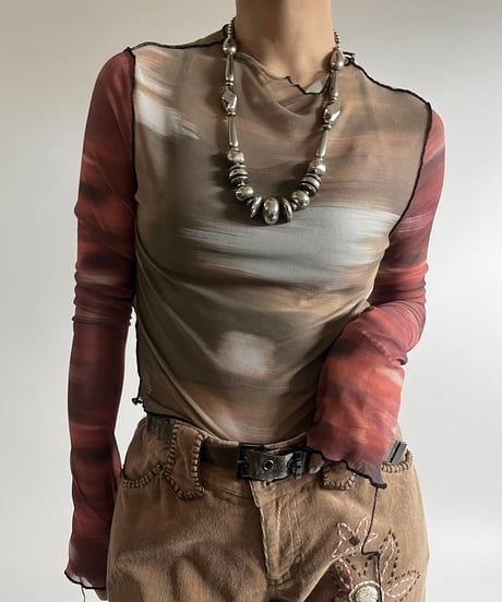 【USED】  Design Sheer Top /250301-014