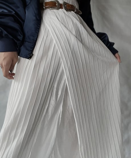 【USED】 Poly Pleats Long Skirt①/210921-028