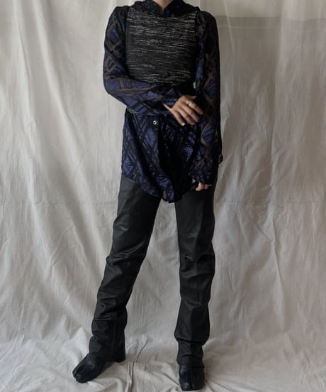 【USED】  Velor Patterned See-through Shirt/210407-007