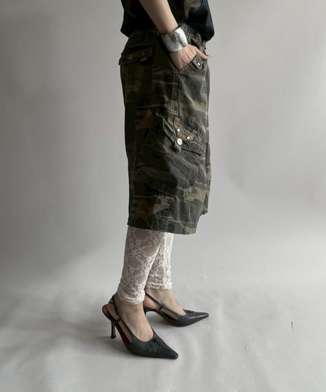 【USED】 Camouflage Wide Cargo Shorts /250712-014