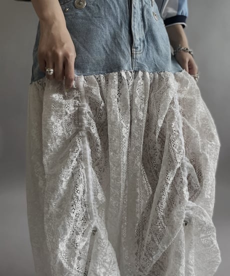【RE;CIRCLE】 RE Denim Lace Switching Skirt / 240509-014