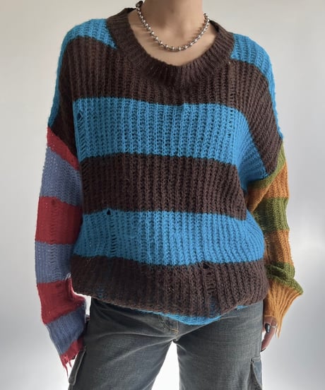 【USED】 Border Knit Top /250104-034