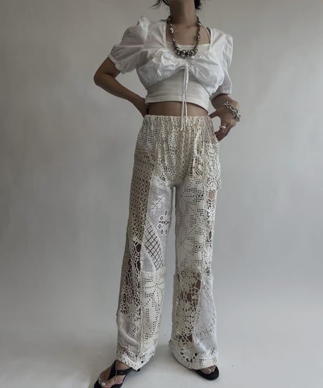 【RE;CIRCLE】 RE Crochet Patchwork Pants / 220728-025