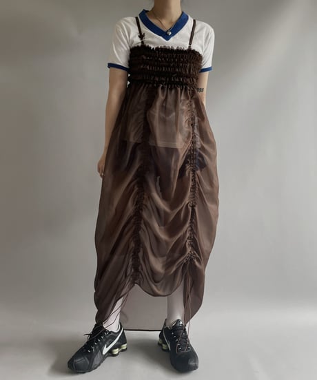 【RE;CIRCLE】 RE Sheer Shirring Camisole One-piece / 230706-006