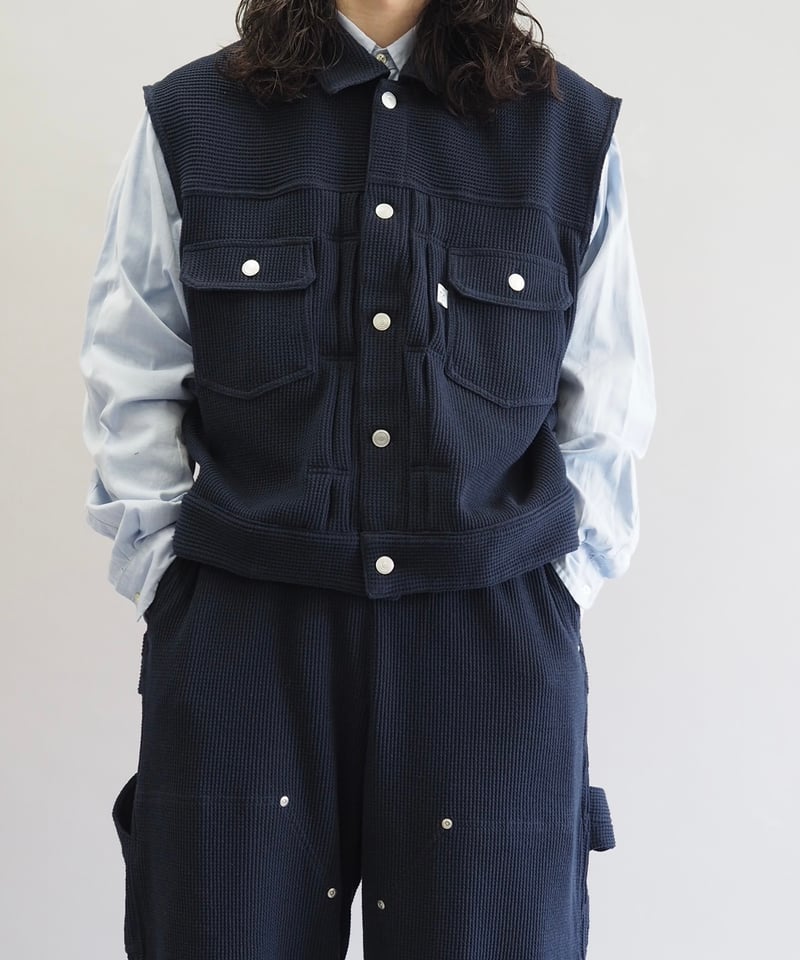COSMOS TEXAS】24ss Second Vest Navy / 240311-01