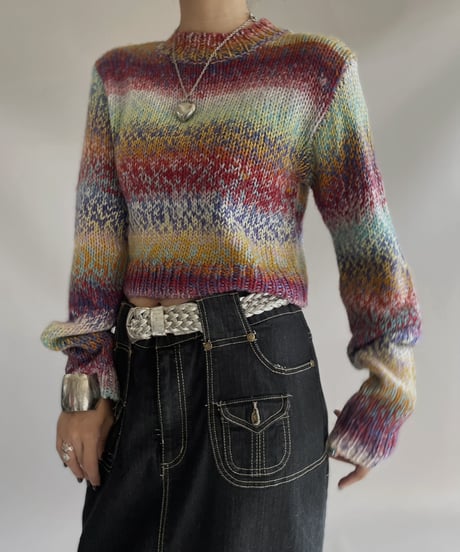 【USED】 Patterned  Short Knit Top 231209-007