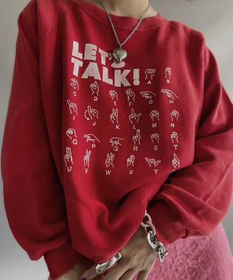 【USED】 Made in USA JERZEES Sign Language Sweat  / 231202-003