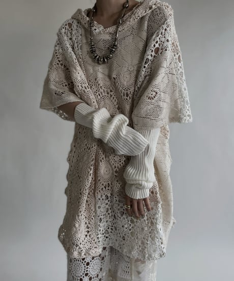【RE;CIRCLE】 RE Crochet Lace Patchwork Hoodie / 220526-022