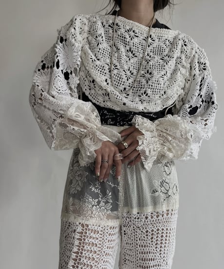 【RE;CIRCLE】 RE Crochet Lace Drawcord Top / 220526-039