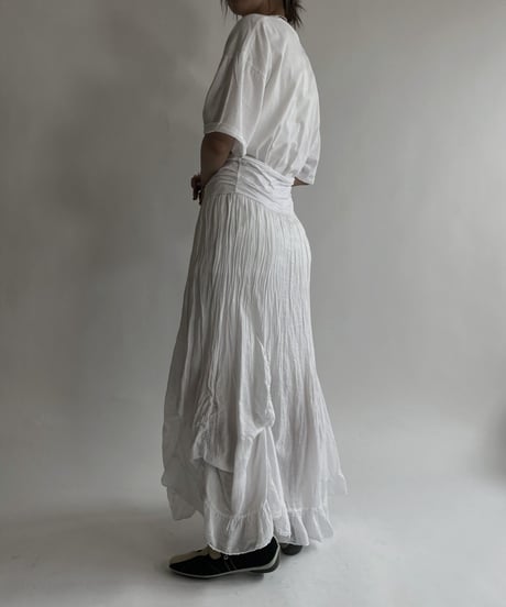 【USED】 White Cotton Long Skirt / 220507-032