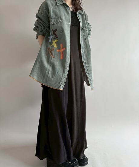【USED】 END IS NEAR MOTOROIL Denim Shirt /250329-011