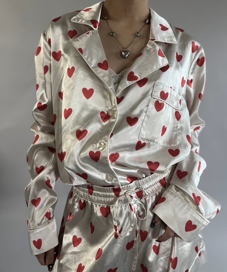 【USED】 MUMU Heart Patterned Pajama Set Up  /241109-016