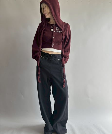 【RE;CIRCLE】 RE Hooded Acrylic Short Cardigan / 251016-007