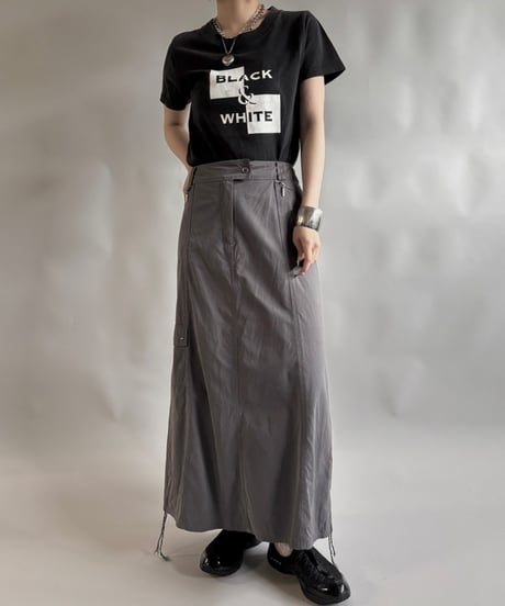 【USED】 RESIZED MADE in USA 90s GILDAN Black&White T-Shirt / 250830-011