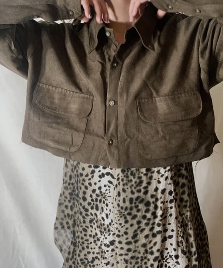 【USED】Cut Off Fake Suede Shirt③/210217-033