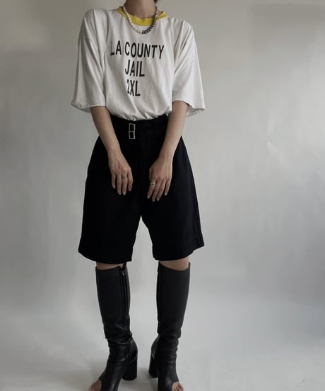 【MEND】  Italian ARMY Dyed Gurkha shorts -Black- / 220625-010