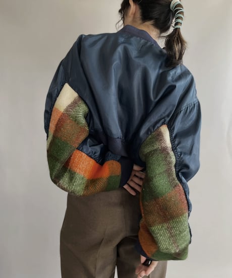 【RE;CIRCLE】 RE Short MA-1 Blanket Jacket Navy / 230112-020