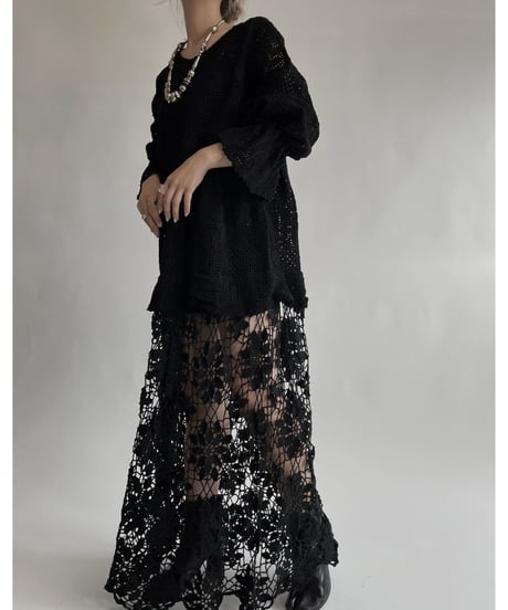 【RE;CIRCLE】 RE Crochet Black Lace One-piece / 220728-021