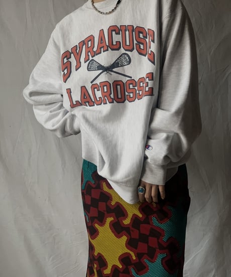 【USED】  Champion Reverse Weave Sweat SYRACUSE LACROSSE/210516-004
