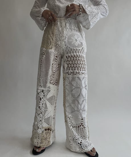 【RE;CIRCLE】 RE Crochet Patchwork Pants / 220728-029