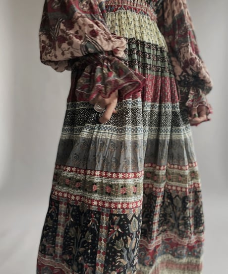 【RE;CIRCLE】 RE Indian Cotton Balloon Sleeved One-piece / 220901-002