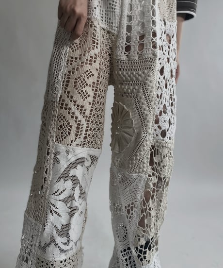 【RE;CIRCLE】 RE Crochet Patchwork Pants / 220623-028