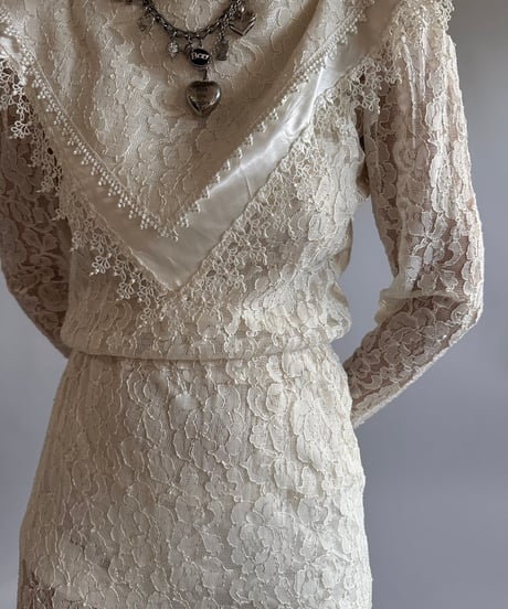 【USED】 Made in USA Lace Patterned Long One-Piece /250104-007
