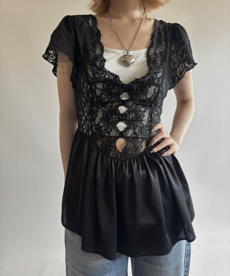 【USED】 Lace pattern design tops /250816-012