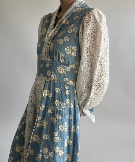 【USED】 Flower Pattern Lace Long One-Piece /250208-001