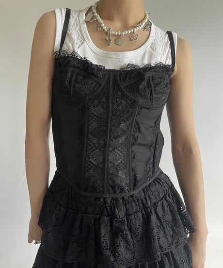 【USED】  Lace Pattern Corset Top /250213-008