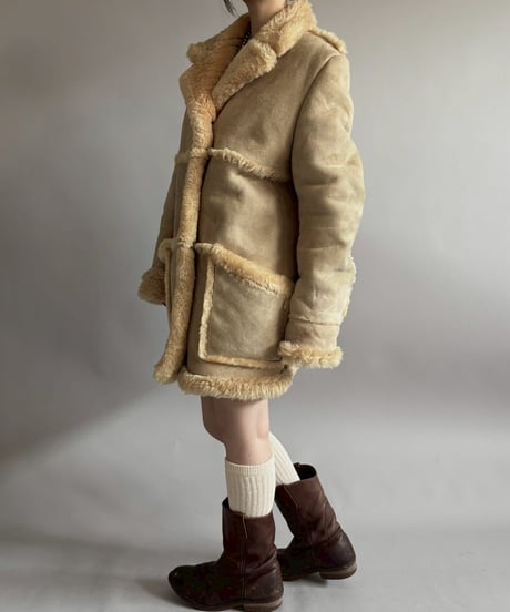 【USED】 Vintage Real Mouton Coat/ 260104-003
