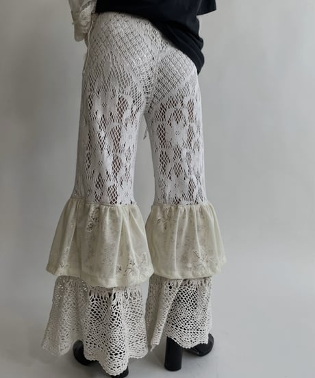 【RE;CIRCLE】 RE Crochet Lace Tiered Pants / 220427-045