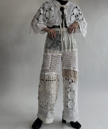 【RE;CIRCLE】 RE Crochet Lace Patchwork Pants / 220526-037