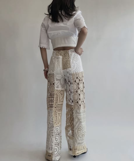 【RE;CIRCLE】 RE Crochet Patchwork Pants / 220728-027